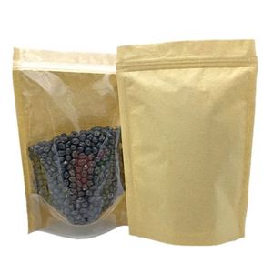 Sacs Doypack en papier kraft transparent avec fermeture éclair, format 15x22cm, pour promotion, vente en gros - Product Image 2