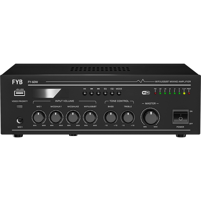 Audio Mixer Amplifier: WiFi/Bluetooth/MP3, 6Ch PA for Events, Worship, Retail & Schools  All in One Audio Amplifiers