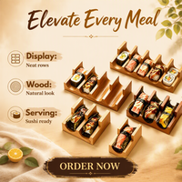 Présentoir Vertical en Bois Écologique à 5 Emplacements en Forme de U pour Sushi – Idéal pour la Présentation en Restaurant Japonais (Vente en Gros)