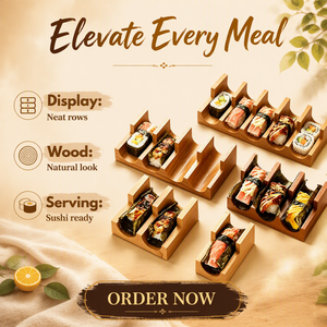 Présentoir Vertical en Bois Écologique à 5 Emplacements en Forme de U pour <span class=keywords><strong>Sushi</strong></span> – Idéal pour la Présentation en Restaurant Japonais (Vente en Gros) - Product Image 1