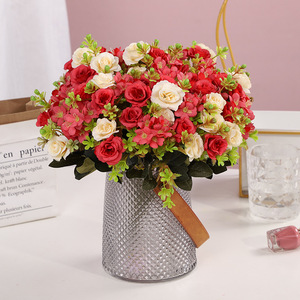 Bouquet Artificiale di Ortensie e <span class=keywords><strong>Rose</strong></span> <span class=keywords><strong>a</strong></span> <span class=keywords><strong>Pois</strong></span>, Fiori in Seta per San Valentino, Decorazione per Soggiorno e Interni, Ornamento e Composizione Floreale - Product Image 2