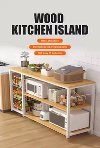 Support d'affichage pratique en bois et métal à 3 niveaux Forte capacité de charge Chariots d'îlots de cuisine modernes et écologiques - Product Image 6