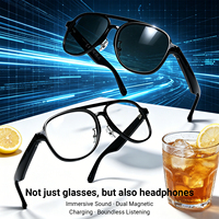 Lunettes intelligentes GM-82 avec interrupteur à effet Hall, charge magnétique, audio professionnel, enregistreur de réunion, mise en marche/arrêt automatique, traducteur IA