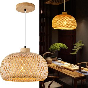 12 Inch <strong>Boho</strong> Wicker Pendant <strong>Light</strong>, Natural Rattan <strong>Ceiling</strong> Lamp for Restaurant, Hotel, Kitchen Island, Luxury Farmhouse - Product Image 1