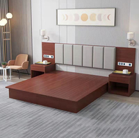 Projet d'hôtel à bas prix Salle de séjour en bois Grain de meubles modernes Design Double lit de rangement