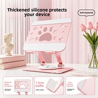 Support de tablette universel rotatif YANJIN ZJ-054, design patte de chat, acier au carbone, silicone, pliable, pour utilisation sur bureau