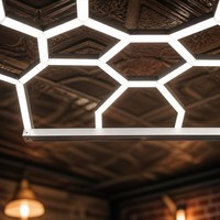 Plafonnier LED modulaire hexagonal, panneau en nid d'abeille, blanc chaud, blanc froid, pour salon de coiffure, salle de bain, loft