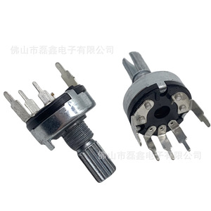 Potentiomètre rotatif unipolaire RV17 5 gangs B10k, axe moleté, montage traversant fileté M6x0.75 - Product Image 3