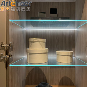 Mẫu giải phóng mặt bằng cửa kính tủ quần áo tủ quần áo nội thất phòng ngủ vàng khung nhôm với LED chiếu sáng sẵn sàng để tàu - Product Image 2