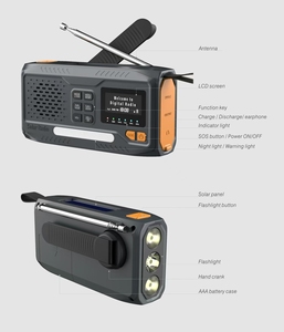 Banco de Energía Portátil de 4500mAh con Manivela, Radio Digital DAB+, Pantalla Digital, Linterna LED de Emergencia SOS, Altavoz Solar FM BT - Product Image 6