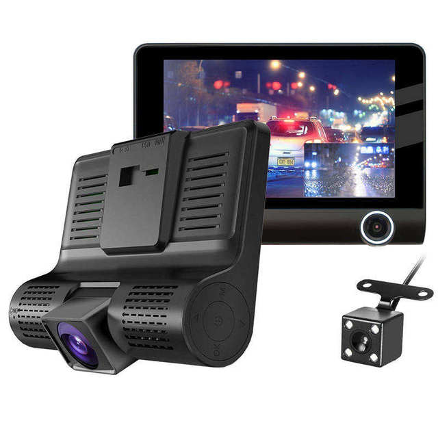 Hot Sale 1080P Dash Camera 4inch 2/3 Lens Triple Black Box 3 Cameras Car Dash Cam Night Vision Car DVR Video Recording Dash Cam