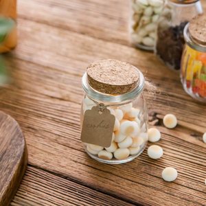Stoples Yogurt Mini Stoples Bantuan Kaca dengan Tutup Gabus, Stoples Puding Kaca, Pernikahan Nikmat Madu Pot dengan Label Label dan Tali - Product Image 2