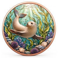 Pièce de monnaie en cuivre pur 999 de 5 oz, série Monde Marin 3D en relief, animaux marins colorés UV, édition de collection