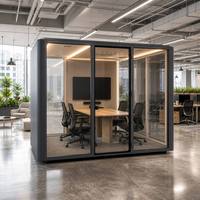 Studio de travail insonorisé moderne, mobile, préfabriqué, luxueux, isolé, pour 6 personnes, espace privé, bureau acoustique, cabine de réunion