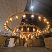 Lustre personnalisé pour mosquée islamique, en fer doré, style arabe, grand luminaire suspendu rond pour salle de prière religieuse