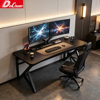 Table de jeu robuste à pieds inclinés avec grand plateau noir et support latéral pour tour PC