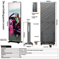 Pantalla LED para Póster, Máquina de Publicidad LED, Plegable Verticalmente, con Ruedas Adecuado para Múltiples Escenarios