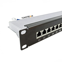 Panel Patch Terproteksi Dual Idc 110 Fast Ethernet 90 Derajat 19 Inci 1U 24 Port PatchPanel Cat6 Stp