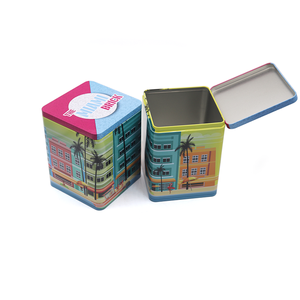 Металлическая квадратная жестяная коробка с крышкой и индивидуальным логотипом, 120*120*155 мм, прямоугольный контейнер для рассыпного чая из жести - Product Image 3