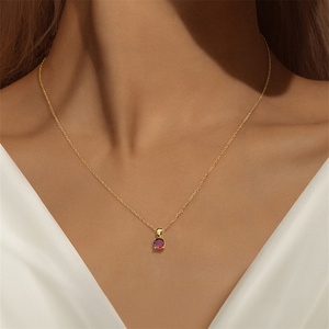 Collier en argent sterling 925 avec pierre de naissance et zircon coloré, plaqué or 18 carats, tendance, pour femme - Nouveauté Canner - Product Image 4