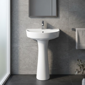 Modern White Ceramic <b>Full</b> Pedestal Wash Basin Lavabo Sink Stand for Hospital Villa Bathroom Sanitary Ware - Product Image 6