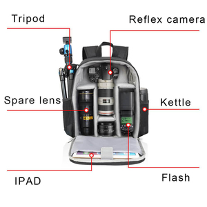 Tas Ransel Kamera Tahan Air, Tas Kamera DSLR <span class=keywords><strong>Mirrorless</strong></span> Anti Guncangan dengan Pembatas yang Dapat Dilepas, Tas Ransel Fotografi untuk Kamera dan Lensa - Product Image 6