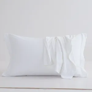 Funda de almohada blanca de alta calidad con bajos alérgenos 100% algodón al por mayor funda de almohada de hotel