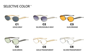Oval Full Rim Metal Frame <b>Sunglasses</b> UV400 Protection <b>Trendy</b> High Quality Unisex Y2K Old Money Luxury Fashion Daily Use - Product Image 2
