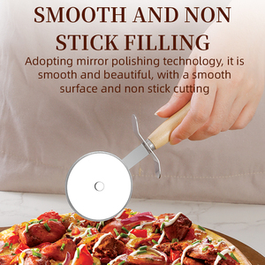 Bánh xe duy nhất bánh <span class=keywords><strong>pizza</strong></span> cắt với tay cầm bằng gỗ thép không gỉ tròn Pie <span class=keywords><strong>Cutter</strong></span> dao bánh <span class=keywords><strong>Pizza</strong></span> công cụ loại bánh <span class=keywords><strong>Pizza</strong></span> vỏ - Product Image 6