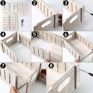 Caisses en bois rustiques décoratives avec poignées, grandes et petites, style ferme, pour décorations de mariage, d'anniversaire et de maison - Product Image 5