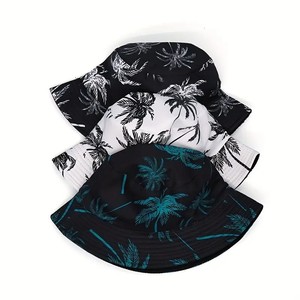 Cappello a Secchiello Unisex con Stampa di Palme da Cocco, Stile Bohémien Tropicale per Vacanze e Spiaggia - Product Image 2