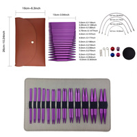 Juego de Agujas de Tejer Circulares Intercambiables, 13 Pares, Aleación de Aluminio Morado, 100 mm, Desmontables, para Tejer Suéteres, Bufandas y Manualidades