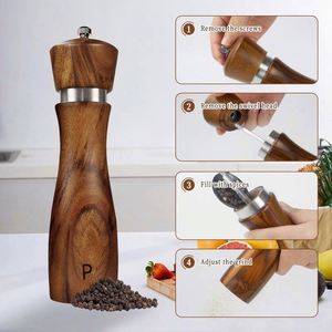 Juego de Molinillos de Sal y Pimienta Manuales de Madera de Acacia de 8 Pulgadas, Elegantes y en Oferta - Product Image 6