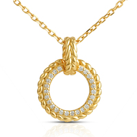 Collar con colgante personalizado de circonita blanca con incrustaciones redondas de forma geométrica hueca retorcida, estilo retro, con efecto 'Ice Out' y diseño de la suerte