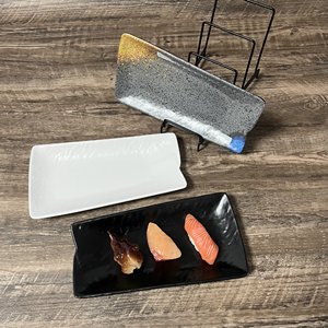 Plato Rectangular Irregular de Melamina Gruesa y Resistente, Irrompible, Fácil de Limpiar, Plato para Servir, Plato para Guarniciones de Restaurante, Sashimi, Postre - Product Image 1