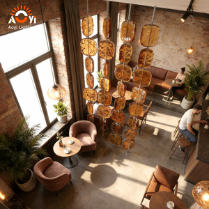 Lampadario Moderno di Lusso con Effetto Ondulato in Vetro Ambrato, Lampada <span class=keywords><strong>a</strong></span> <span class=keywords><strong>Sospensione</strong></span> Creativa per Arredamento Casa, Hotel e Showroom - Product Image 5
