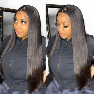 Perruque Lace Front Wig brésilienne naturelle, <span class=keywords><strong>cheveux</strong></span> lisses, 13x6 HD, densité 180, 30 34 pouces, pre-plucked, pour femmes - Product Image 2