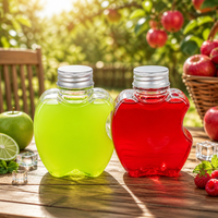 Bouteille en plastique créative de Noël en forme de pomme de 300 ml, en PET transparent de qualité alimentaire, pour thé au lait Boba, avec bouchon à vis en aluminium