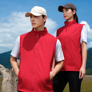 Chaleco sin mangas para exteriores, forrado de lana, ropa de trabajo roja cálida para hombres y mujeres, uso recreativo - Product Image 4