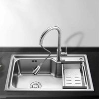 Robinet extractible en acier inoxydable SUS304, à un seul trou, finition brossée, grand format, multifonction, nano, pour cuisine, garantie 5 ans