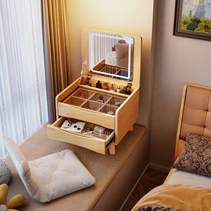 Nordic Solid Wood Bay Window Dressing <b>Table</b> With Mirror Storage Cabinet For Bedroom Home Use - Product Image 4