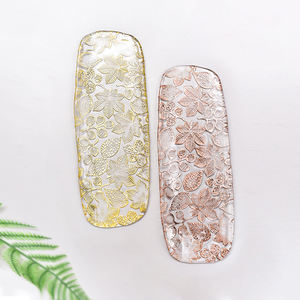 طبق فاكهة زجاجي فاخر بتصميم ورقة شجر ذهبية برونزية إبداعية للمنزل وغرفة المعيشة وتقديم الوجبات الخفيفة في الفنادق والمآدب - Product Image 4