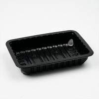 Wegwerp Grote Zwarte Bak Pp Food Grade Materiaal Blister Plastic Verpakking Lade Vlees Fruit Salade Bevroren Voedsel Container