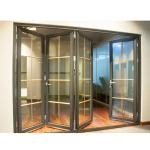 building materials decoration 75 series folding door 4 panels bi-fold aluminum profile glass clear aluminum door bifold doors