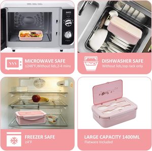 Lonchera Portátil de PP de 1000 ml, Recipiente para Alimentos, Taza para Sopa y Almuerzo de Paja de Trigo con Tapa de Plástico, Taza para Beber de Grado Alimenticio con Cuchara - Product Image 4