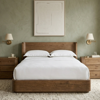 Droit pour abri mural design français solide lit pied de lit plate-forme rembourrée cadre de lit Beige King Modern Luxury Bedroom