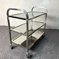 Chariot de service en acier inoxydable sur mesure de luxe avec roulettes silencieuses pour hôtels de luxe et clubs privés