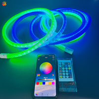 Bandes lumineuses LED intelligentes IP67 360 °   Bande lumineuse LED ronde à pixels adressables RGB intelligente 16 mm DC5V 12V 24V avec application APP Ws2811 Ws2812