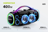 Enceinte portable HOPESTAR A85 400W pour fêtes en extérieur, subwoofer sans fil, étanche IPX6, karaoké RGB avec batterie 30000mAh