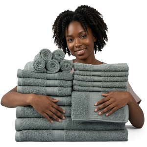 DB Luxury 18-Piece Rectangle <b>Microfiber</b> Bath <b>Towel</b> Set Solid Color Quick-Dry Embroidered Hotel Collection Adult - Product Image 3